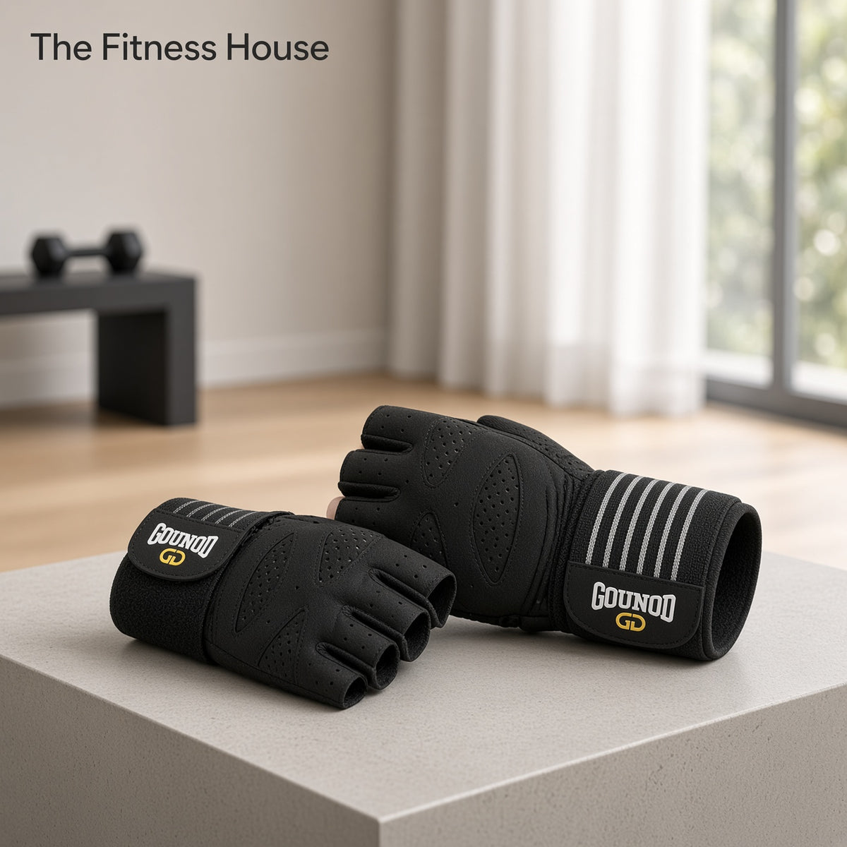 1Pair Workout Gloves for Men Women, Padded Weight Lifting Gloves with Wrist Wraps Support, Full Palm Protection, Grip for Gym